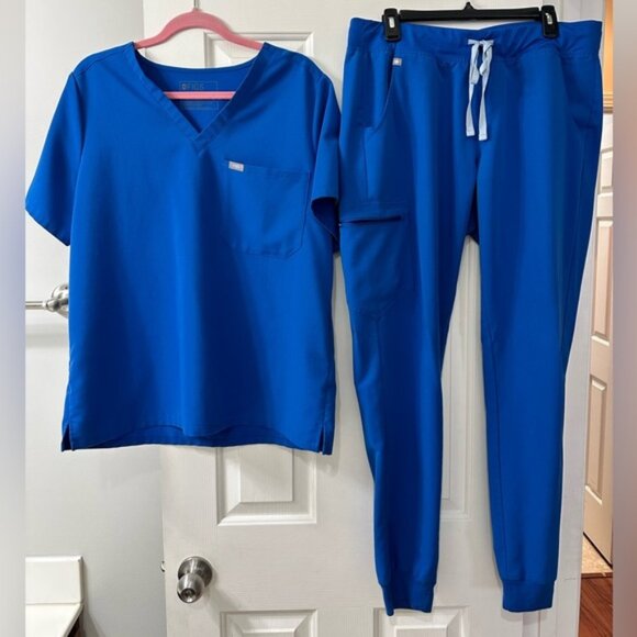 Royal Blue Figs Scrub Set - Picture 1 of 3